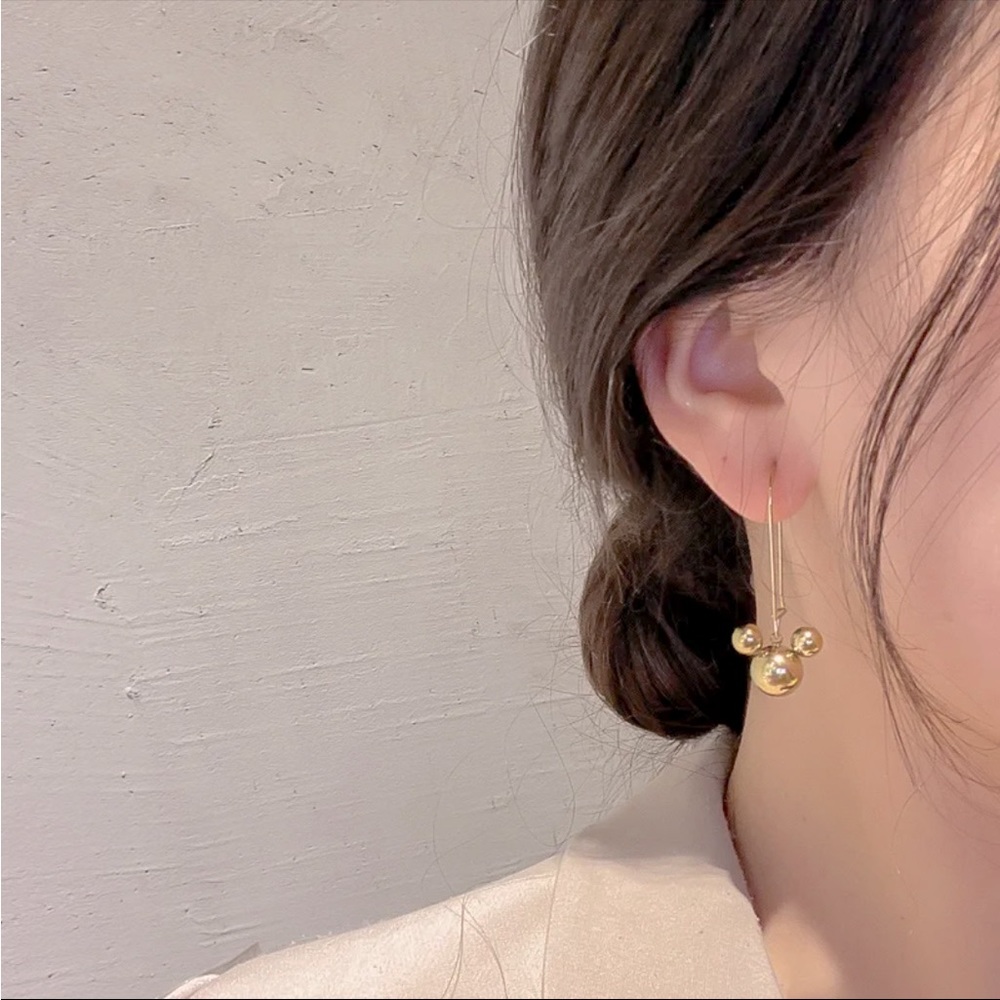 Mickey Mouse Dangle Gold Minimalist Minnie Disney World Cartoon 90s Gift Earring - Picture 5 of 8